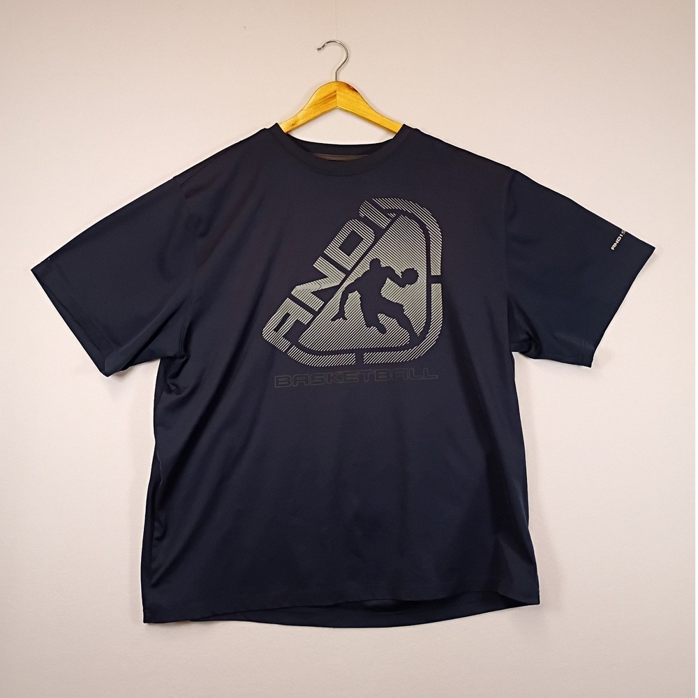 Athletic Basketball AND1 Mens Large Navy Blue Graphic Performance Tee L